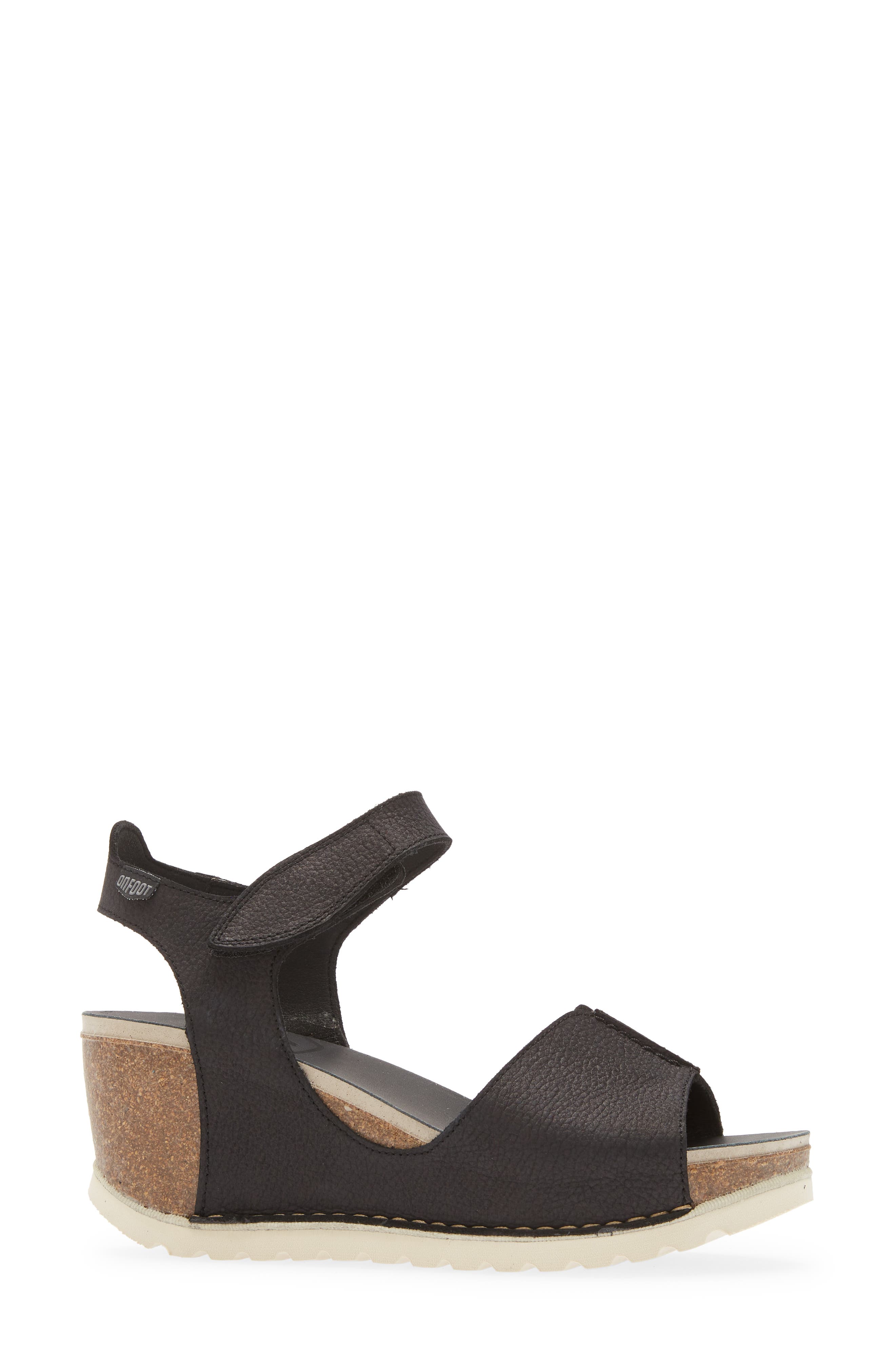 On Foot Leather Wedge Sandal, Alternate, color, Black Leather