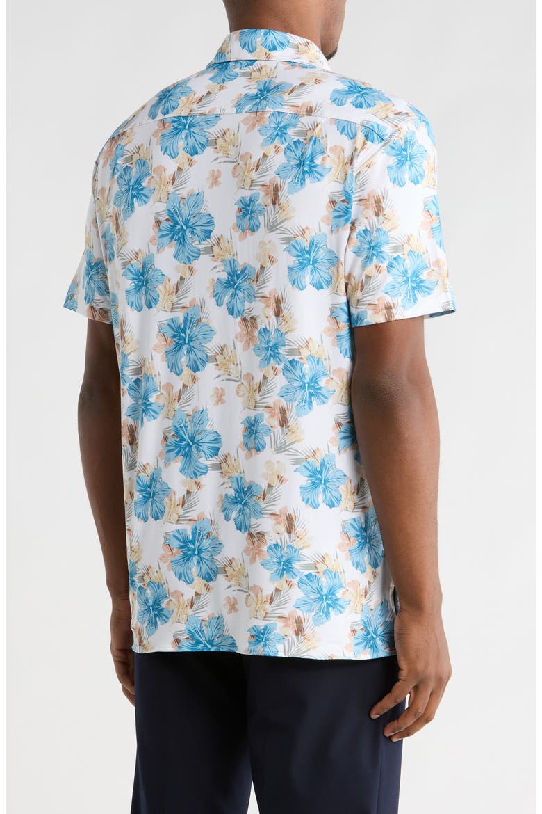 Hibiscus Short Sleeve Button-Up Shirt, Alternate, color, WHITE