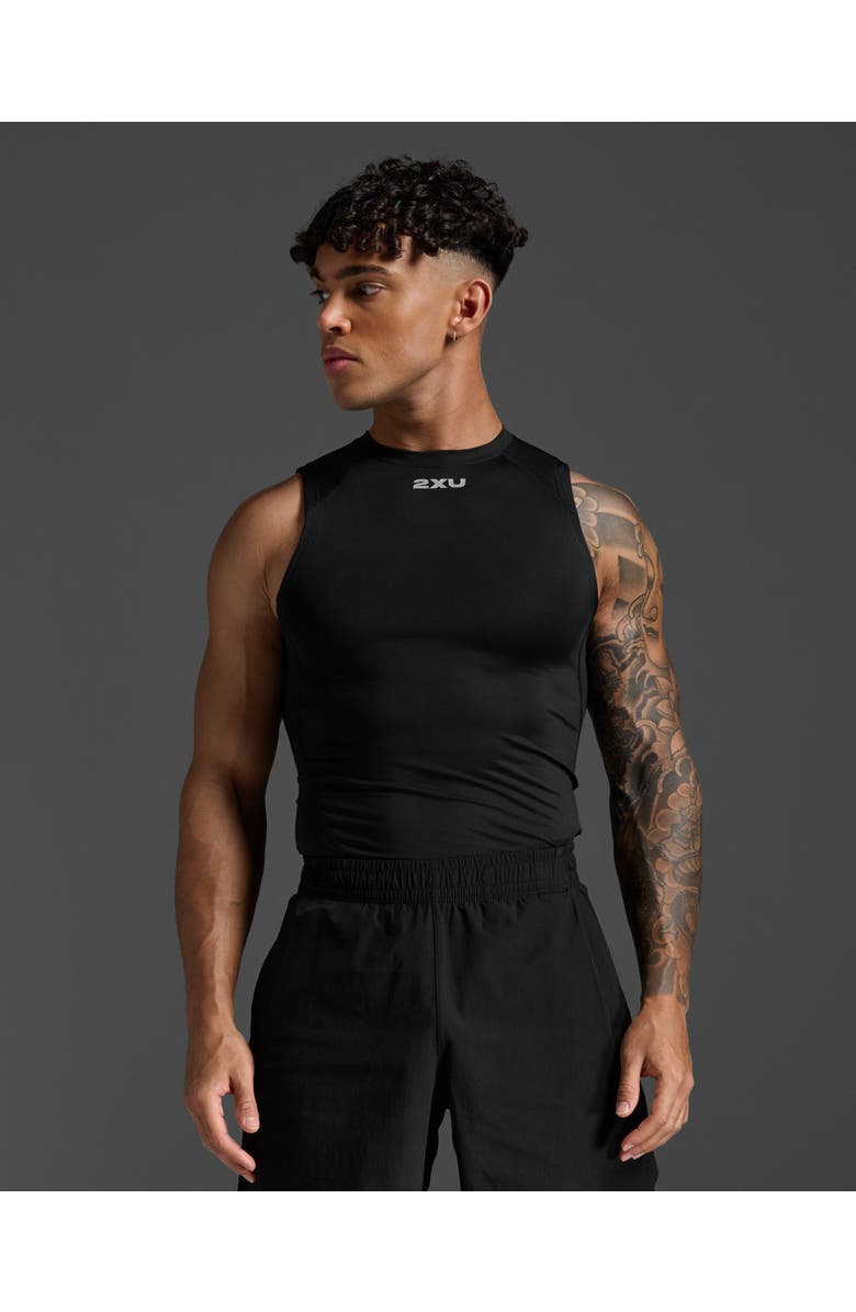 2XU Core Compression Sleeveless, Alternate, color, Black/Silver