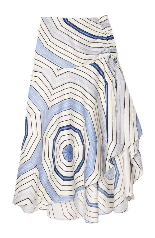 Sandro Womens Bleus Spiral-motif Asymmetric Woven Maxi Skirt In Blue
