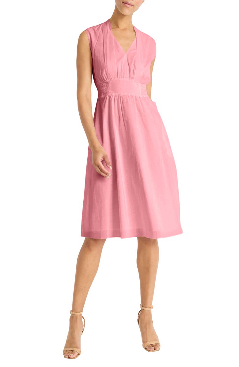 Maggy London Sleeveless Shirred Midi Dress, Main, color, Rapture Rose