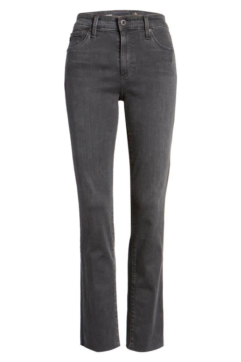 Mari High Waist Raw Hem Slim Straight Leg Jeans, Alternate, color, PRESSURE