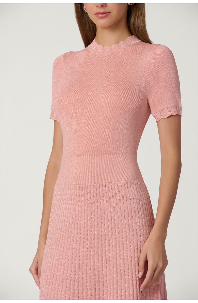 Shoshanna Fine Gauge Shimmer Knit Darby Dress, Alternate, color, Soft Peach