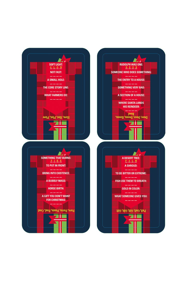Down The Chimney A Holiday Themed Word Puzzle Game, 50 Word Ladder Challenges, Alternate, color, Multicolored
