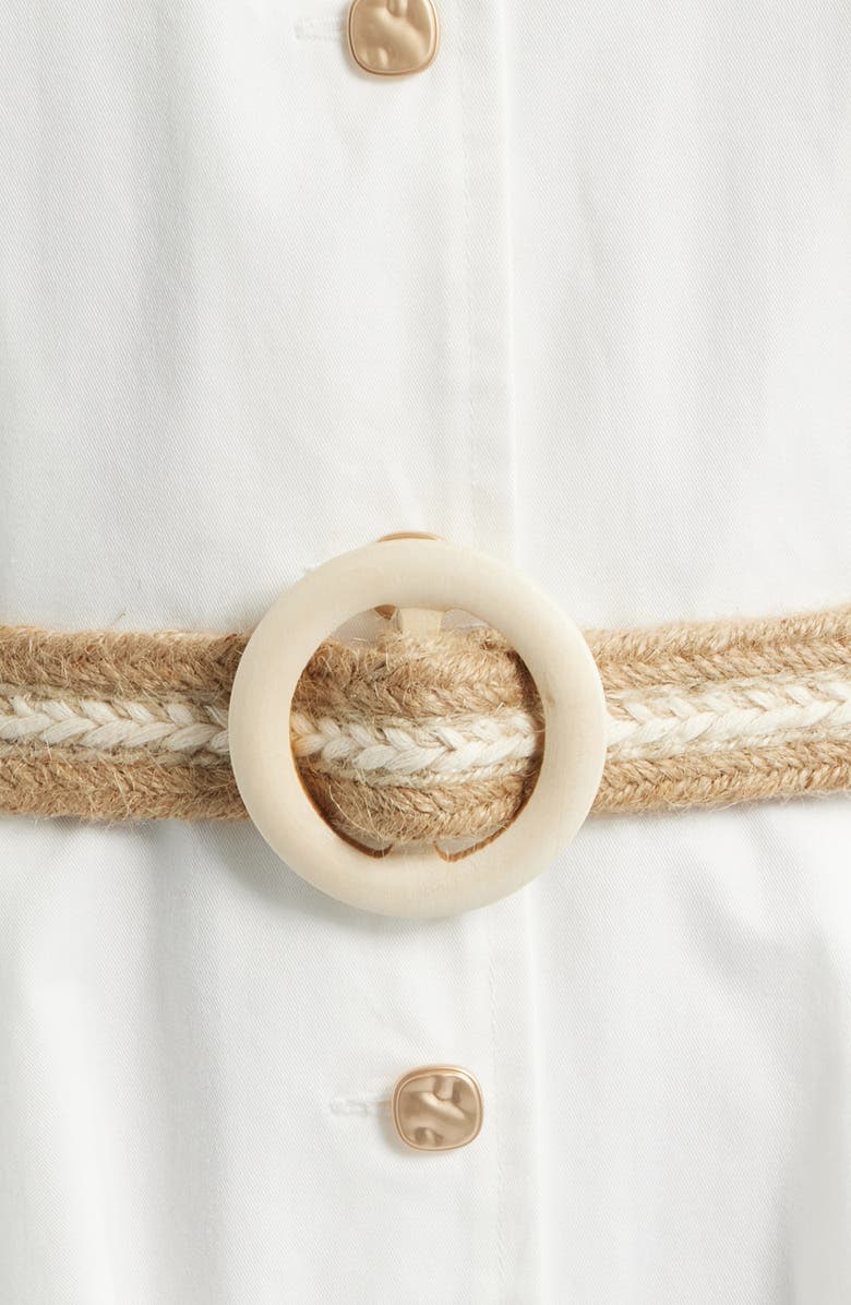 FREEMARKET Puff Sleeve Belted Cotton Midi Shirtdress, Alternate, color, White