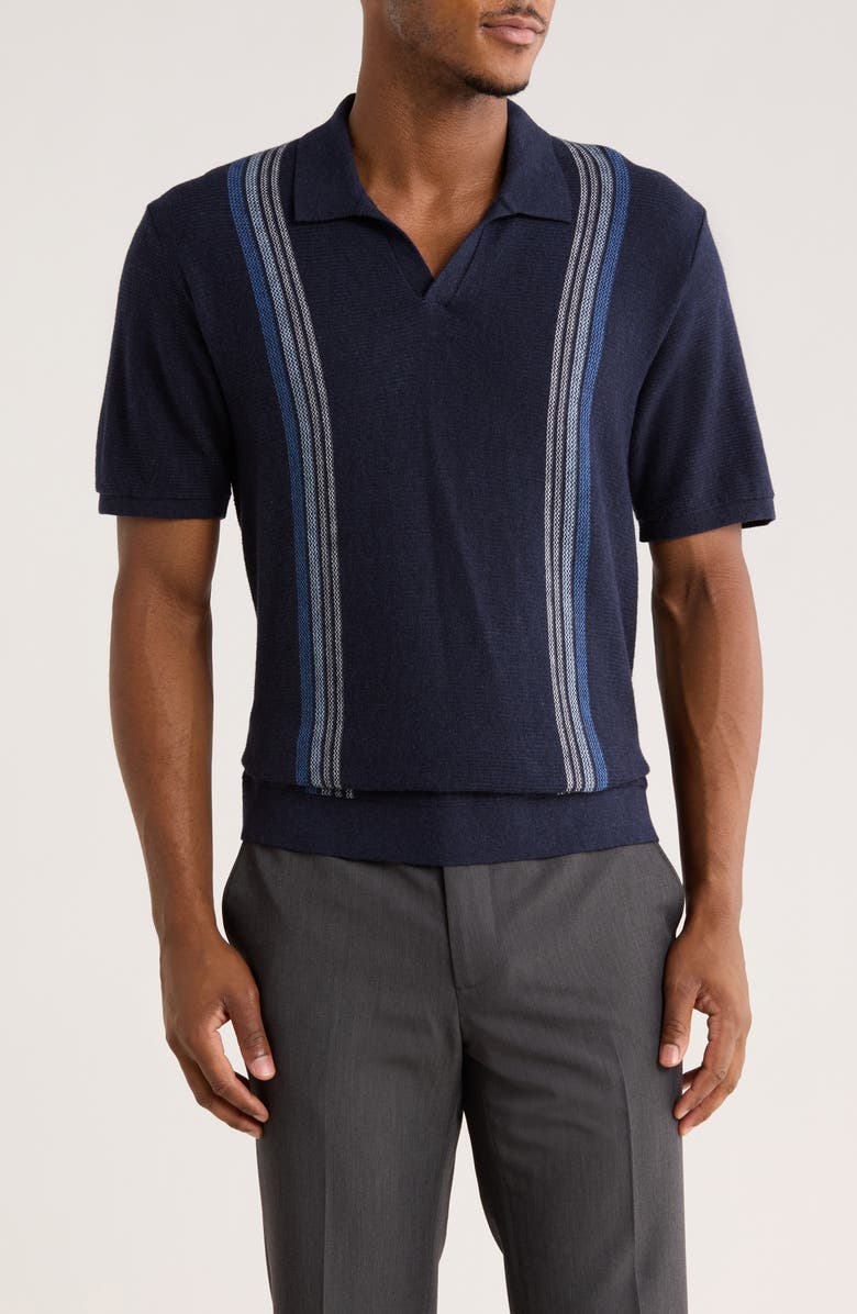 M Magaschoni Johnny Collar Knit Polo, Main, color, Navy Melange