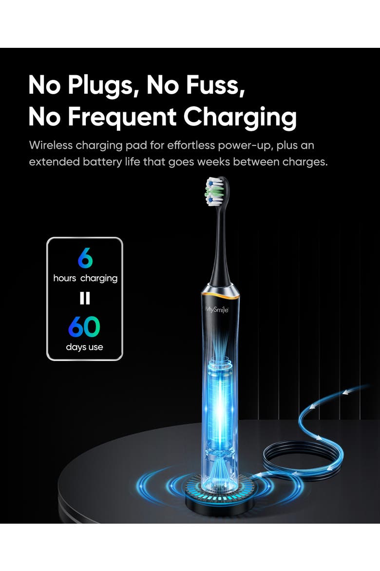 Button-Free Rechargeable Sonic Toothbrush with Pressure Sensor, Alternate, color, Glacier Noir