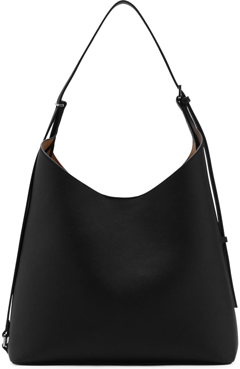 MANGO SHOPPER BAG WITH BUCKLE, Main, color, Black