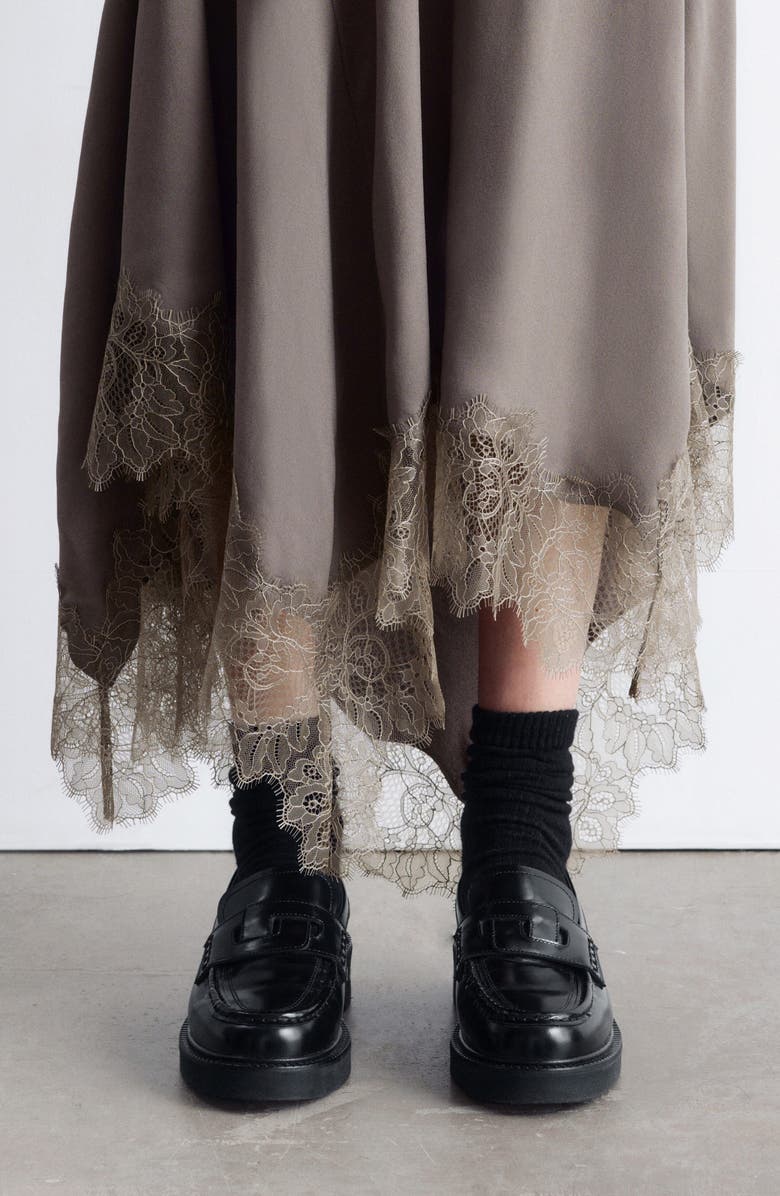 & Other Stories Lace Trim Handkerchief Hem Midi Skirt, Alternate, color, 