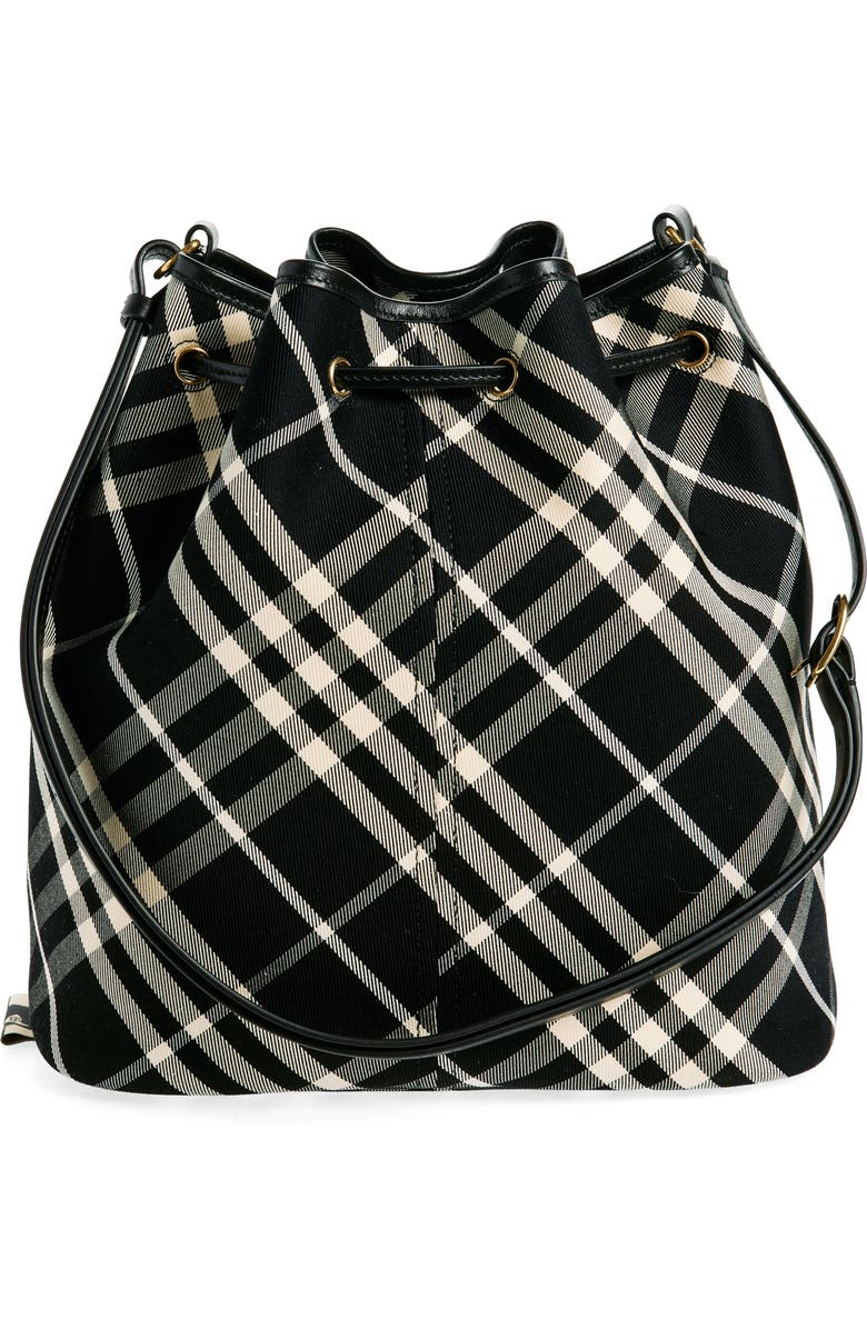 Burberry Medium Twill Drawstring Bucket Handbag, Alternate, color,