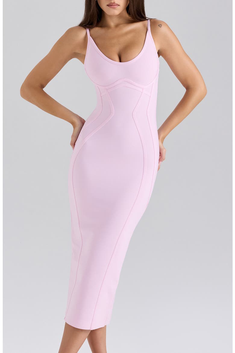 The Hourglass Bandage Midi Dress, Alternate, color, BABY PINK