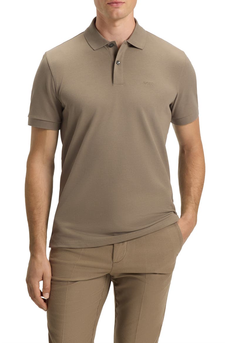 Pallas Cotton Piqué Polo, Main, color, OPEN BROWN