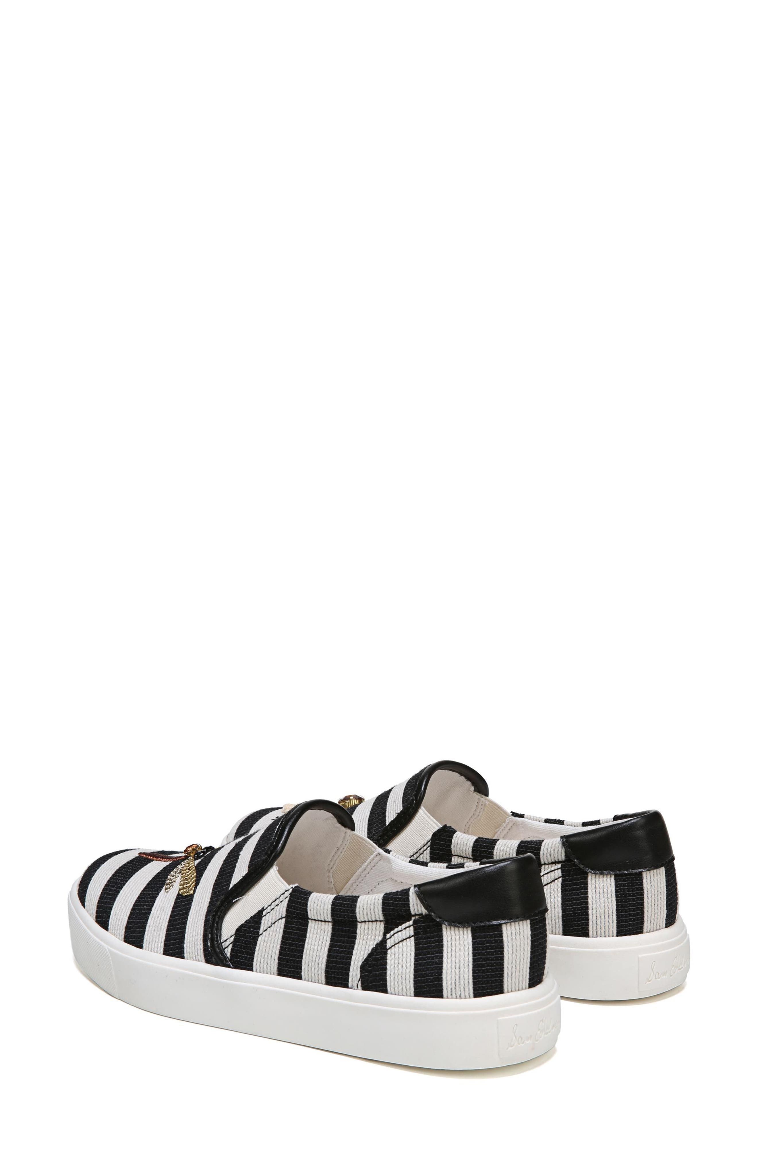 Evelina Slip-On, Alternate, color, BLACK STRIPE NAPPA LEATHER