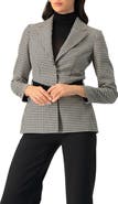 IVONNE Belted Checkered Blazer with Pockets