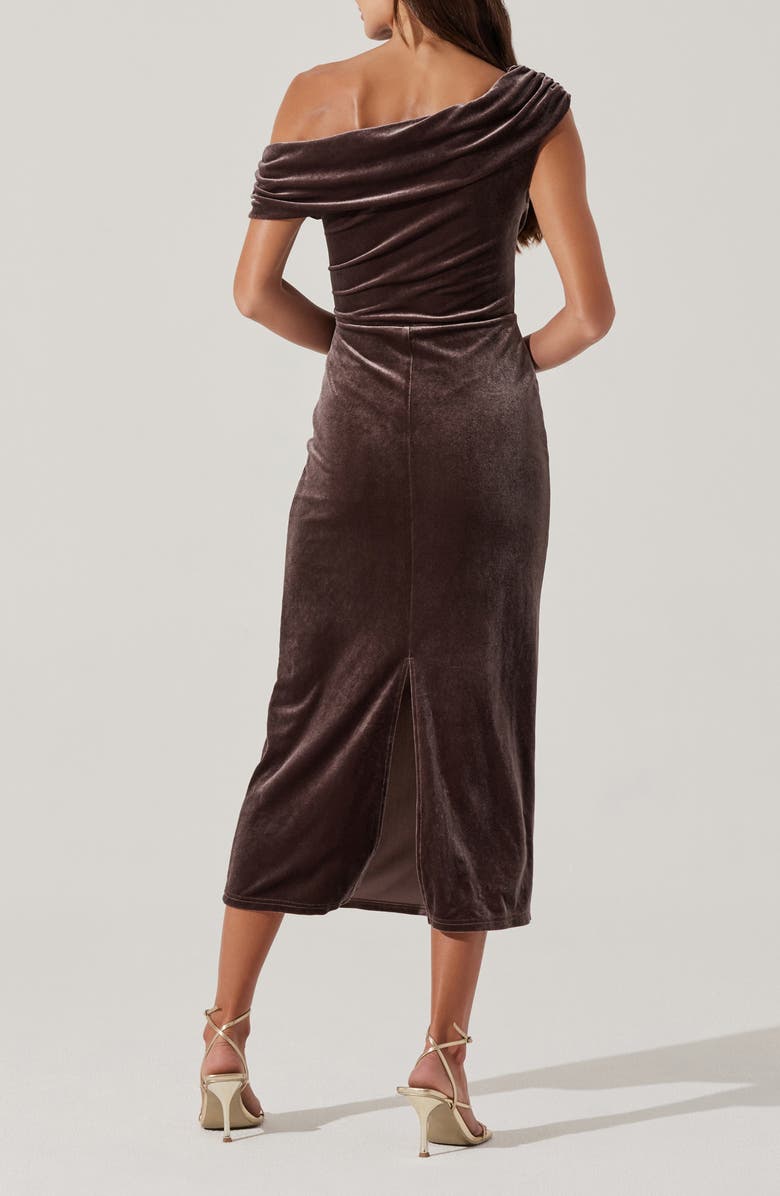 ASTR the Label One-Shoulder Velvet Midi Dress, Alternate, color, Taupe