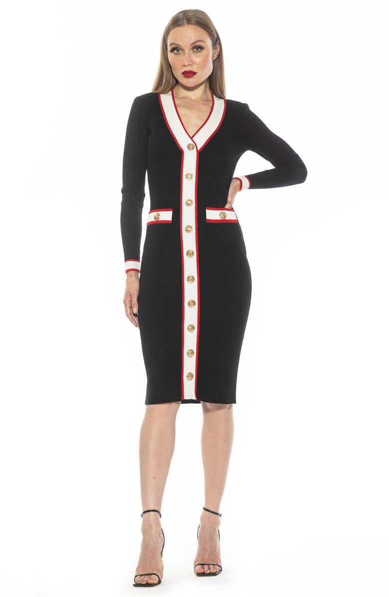 Alexia Admor Janet Long Sleeve Ribbed Sweater Dress, Alternate, color, 