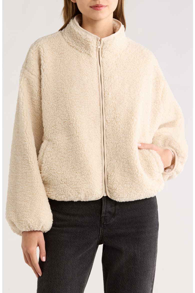 High Pile Fleece Jacket, Alternate, color, BEIGE