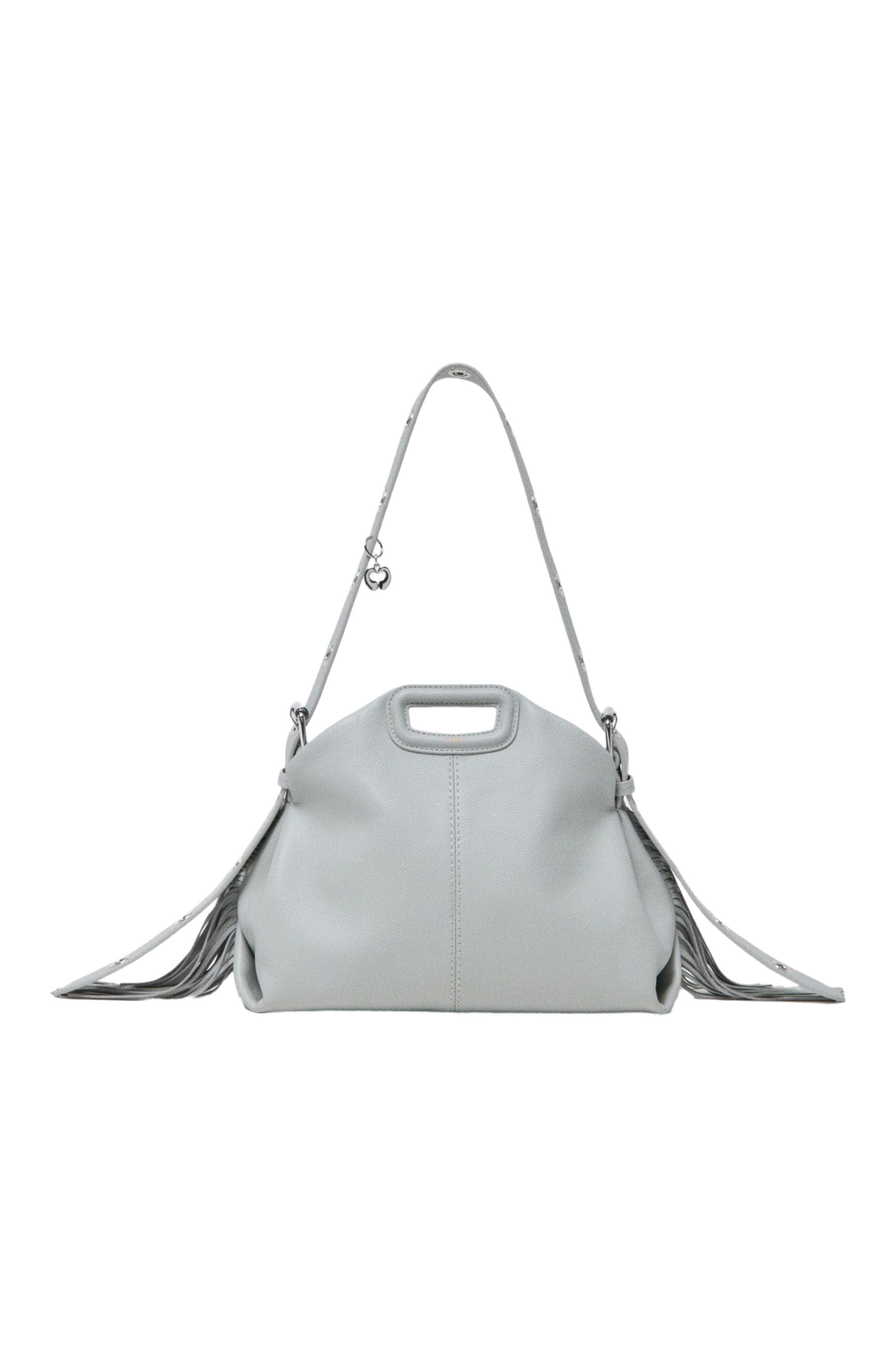 maje Grained leather Miss M bag, Main, color, Light Grey