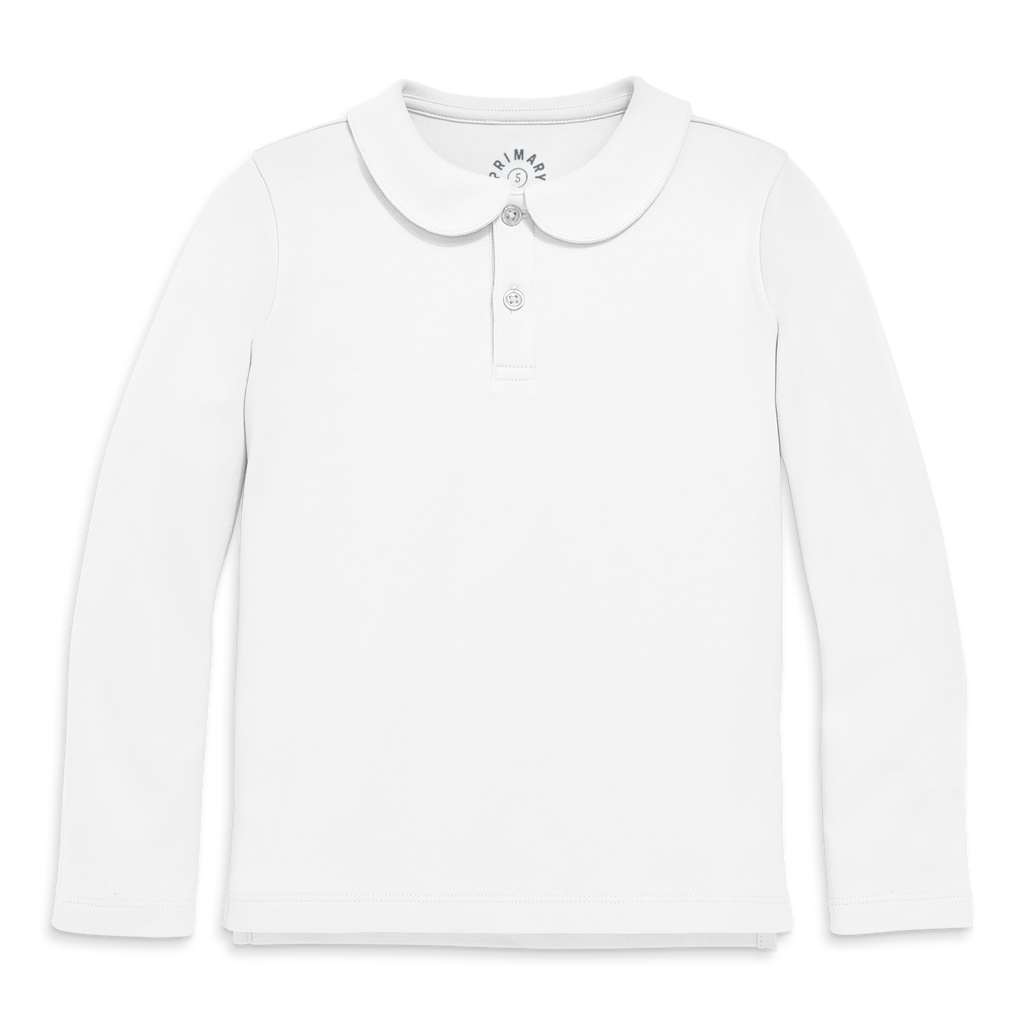Primary Kids Short Sleeve Peter Pan Polo In White