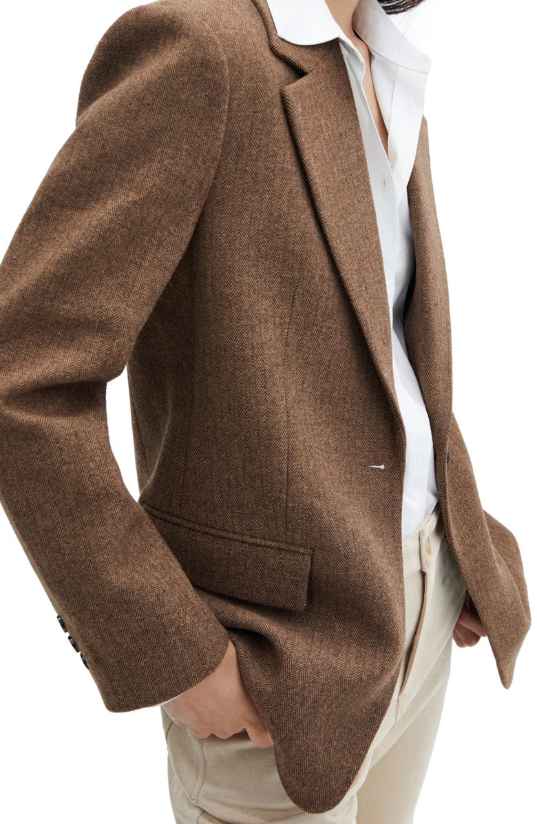 MANGO Herringbone One-Button Blazer, Alternate, color, 