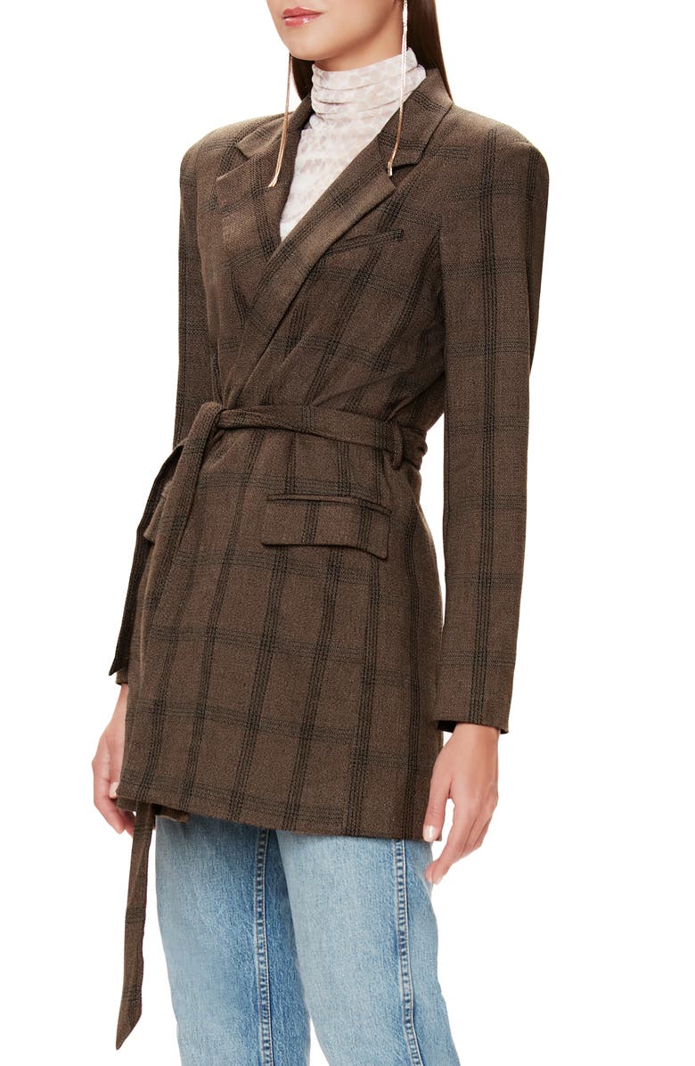 AFRM Cosa Belted Plaid Blazer, Alternate, color,