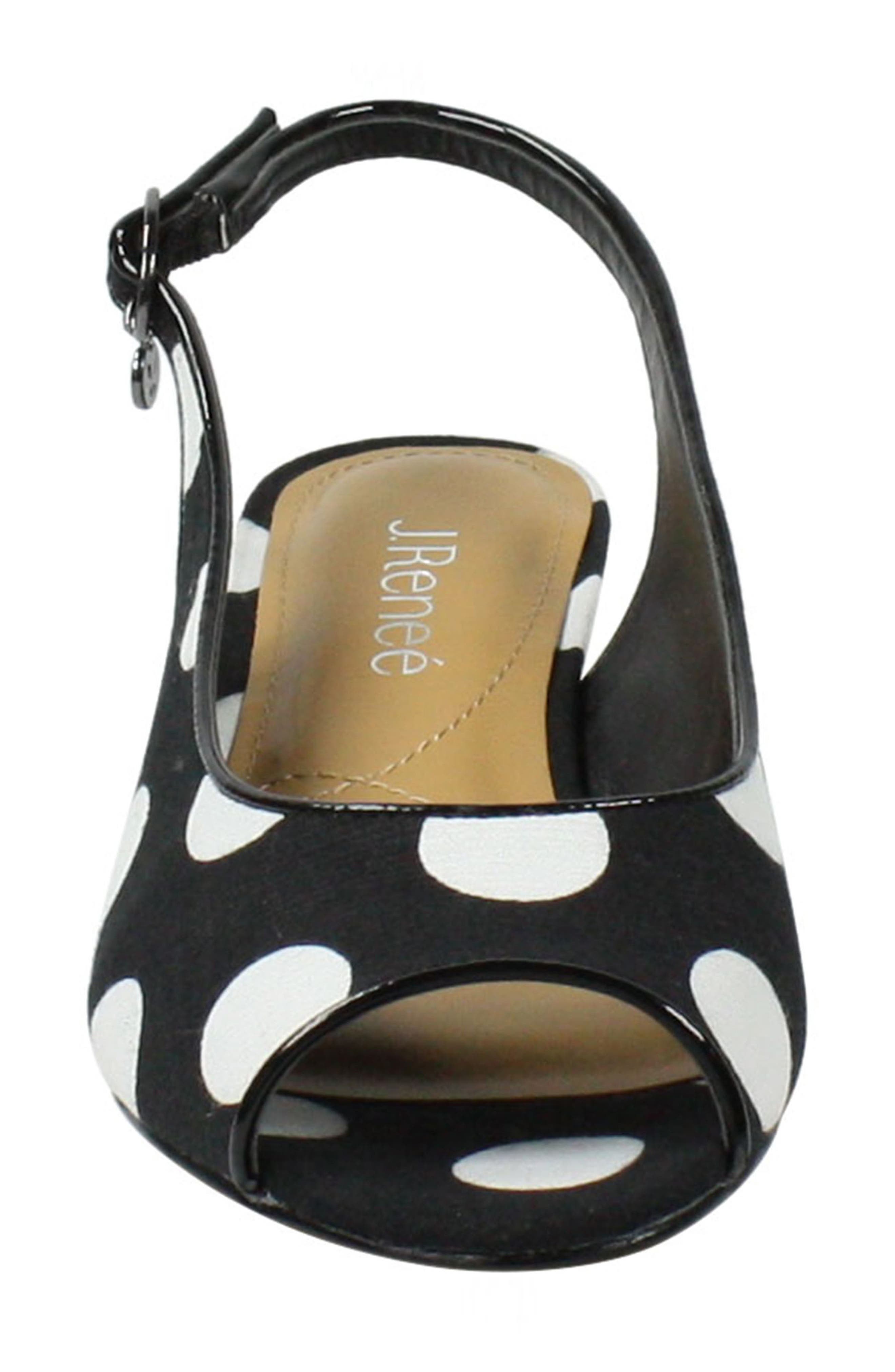 Elleyette Slingback Sandal, Alternate, color, BLACK/ WHITE POLKA DOT FABRIC
