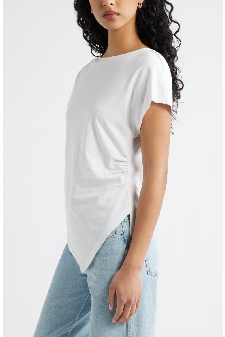 Asymmetric Cotton T-Shirt, Alternate, color, WHITE