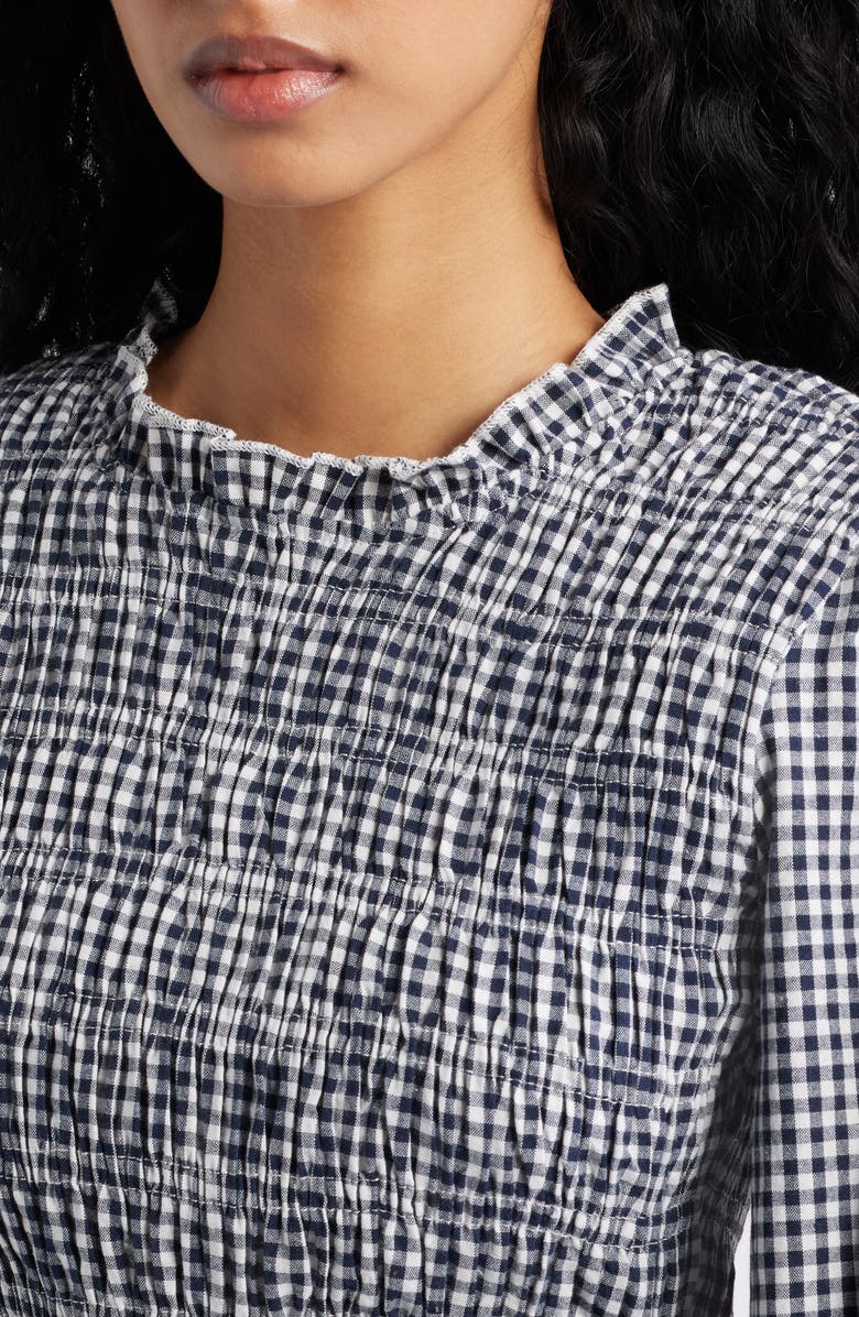 Petal & Pup Jessen Long Sleeve Minidress, Alternate, color, Navy Gingham