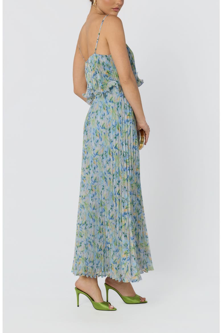 Makennah Floral Plissé Maxi Dress, Alternate, color, BLUE GREEN FLORAL