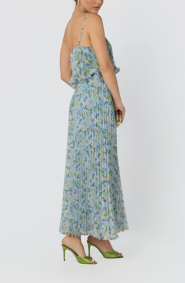ASTR the Label Makennah Floral Plissé Maxi Dress, Alternate, color, Blue Green Floral