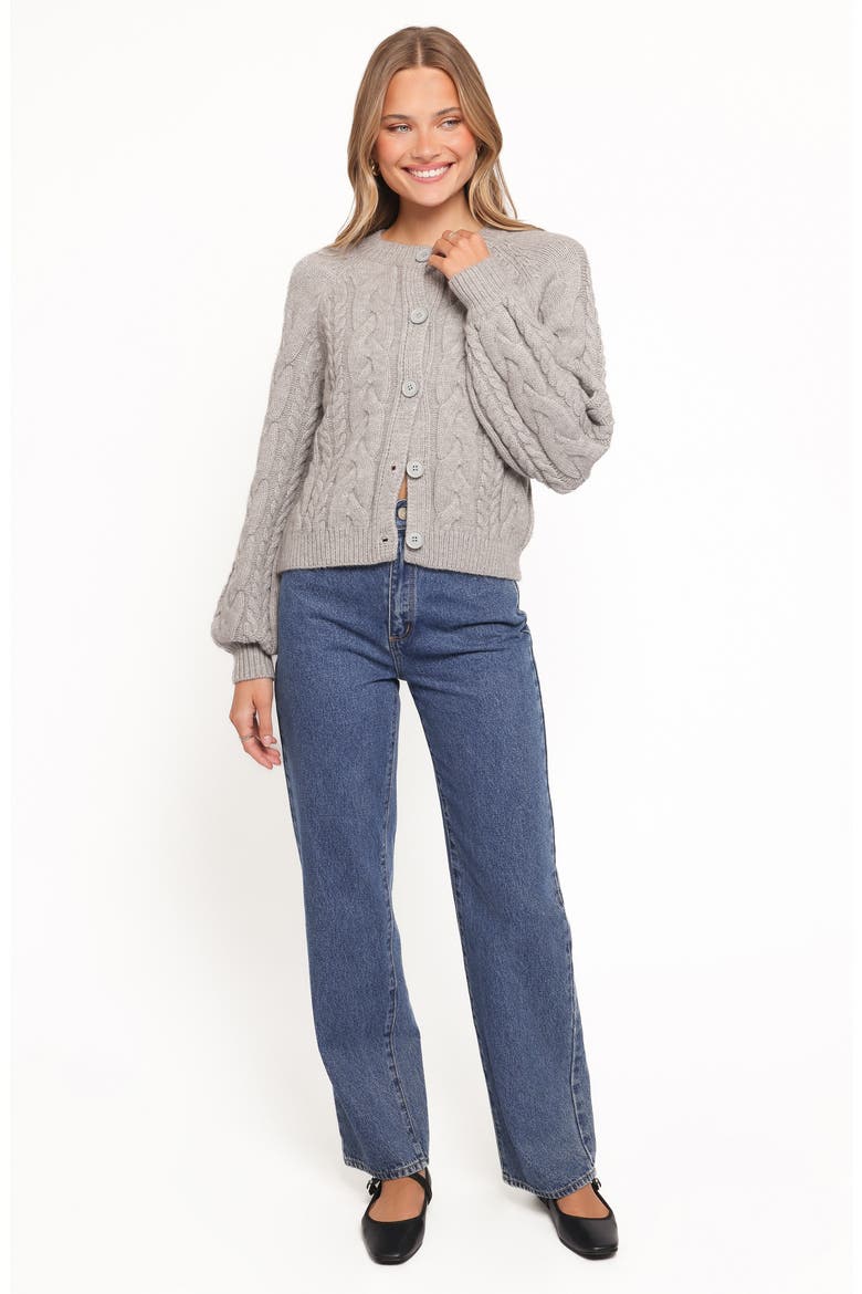 Nika Cable Stitch Cardigan, Alternate, color, GREY