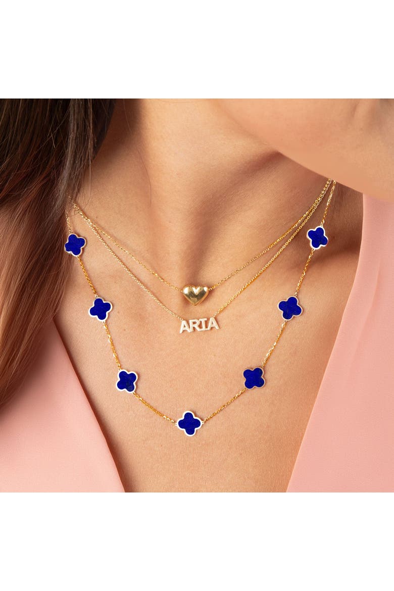 Small Lapis Clover Necklace, Alternate, color, Lapis