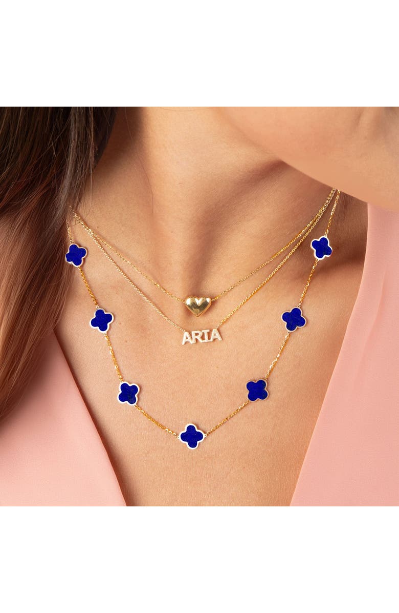The Lovery Fine Jewelry Small Lapis Clover Necklace, Alternate, color, Lapis