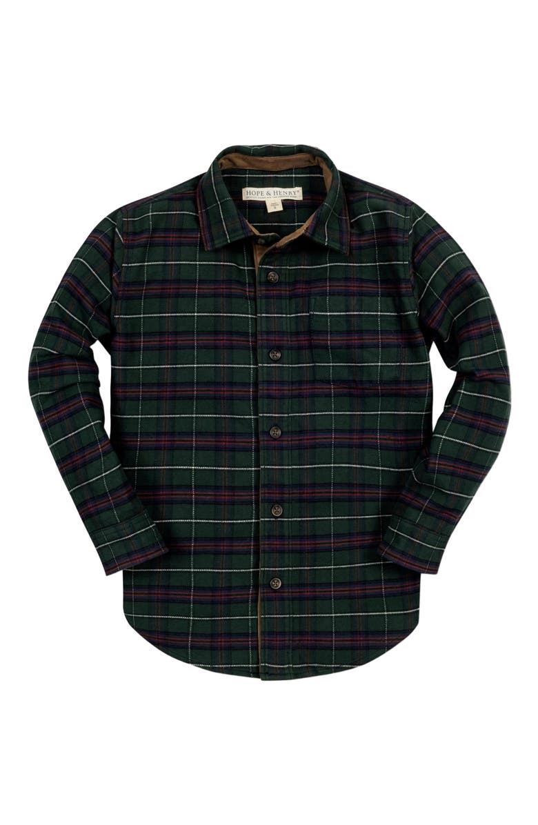 Hope & Henry Baby Boys' Organic Flannel Shirt with Suede, Infant, Alternate, color,
