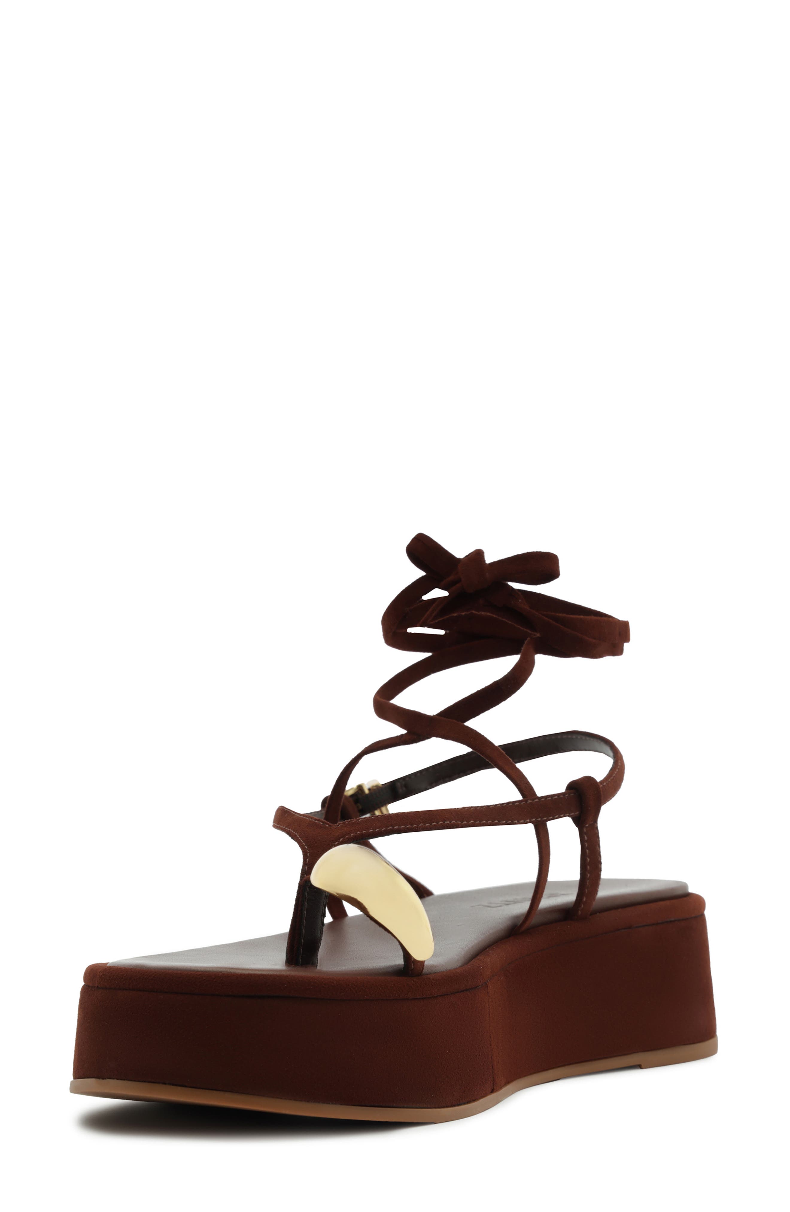 Schutz Zadie Wraparound Sandal, Alternate, color, Chestnut Brown