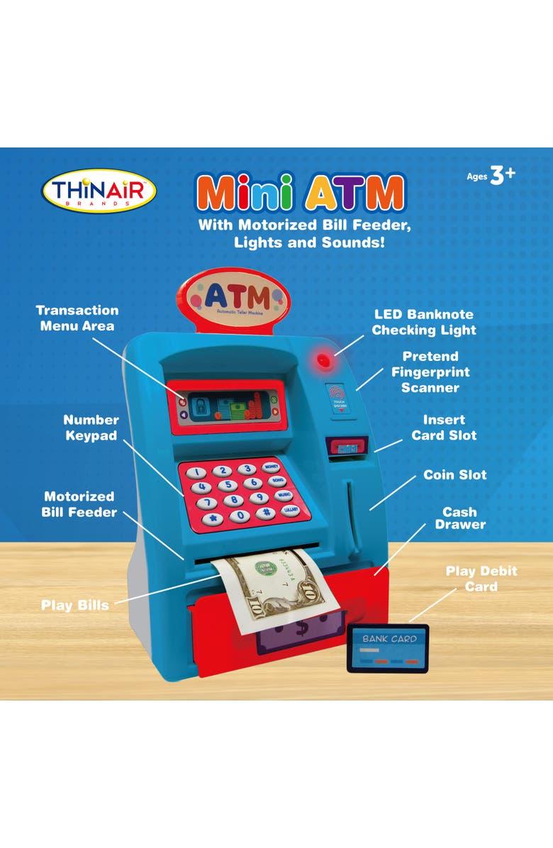 Playful Minds Mini Atm Piggy Bank, Kids 3+, Alternate, color, Multicolored