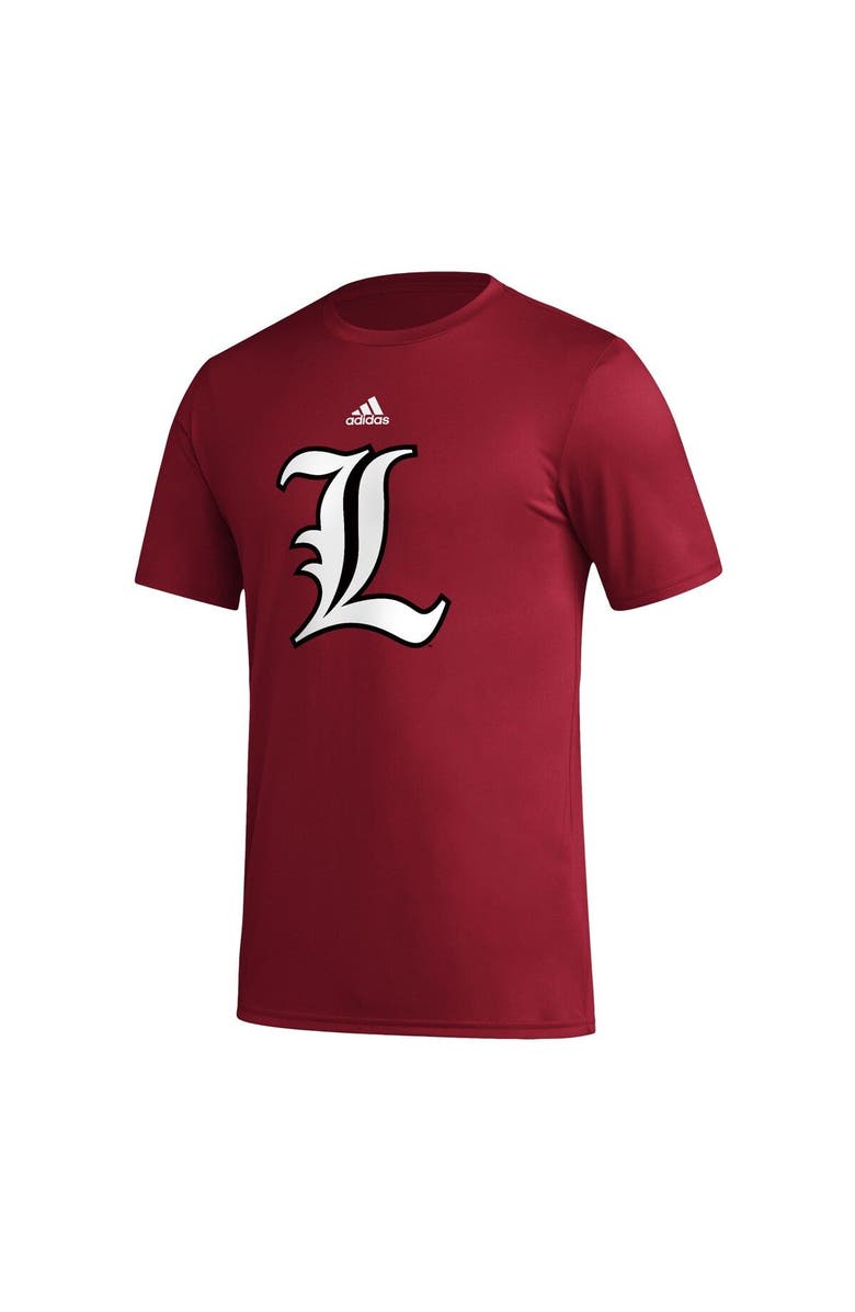 adidas Men's adidas Red Louisville Cardinals Basics Secondary Pre-Game AEROREADY T-Shirt, Alternate, color,