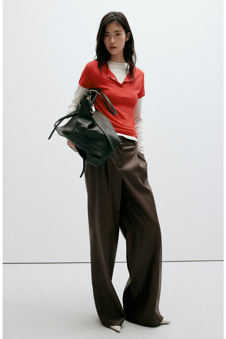 Riga Faux Leather Wide Leg Pants, Alternate, color, BROWN