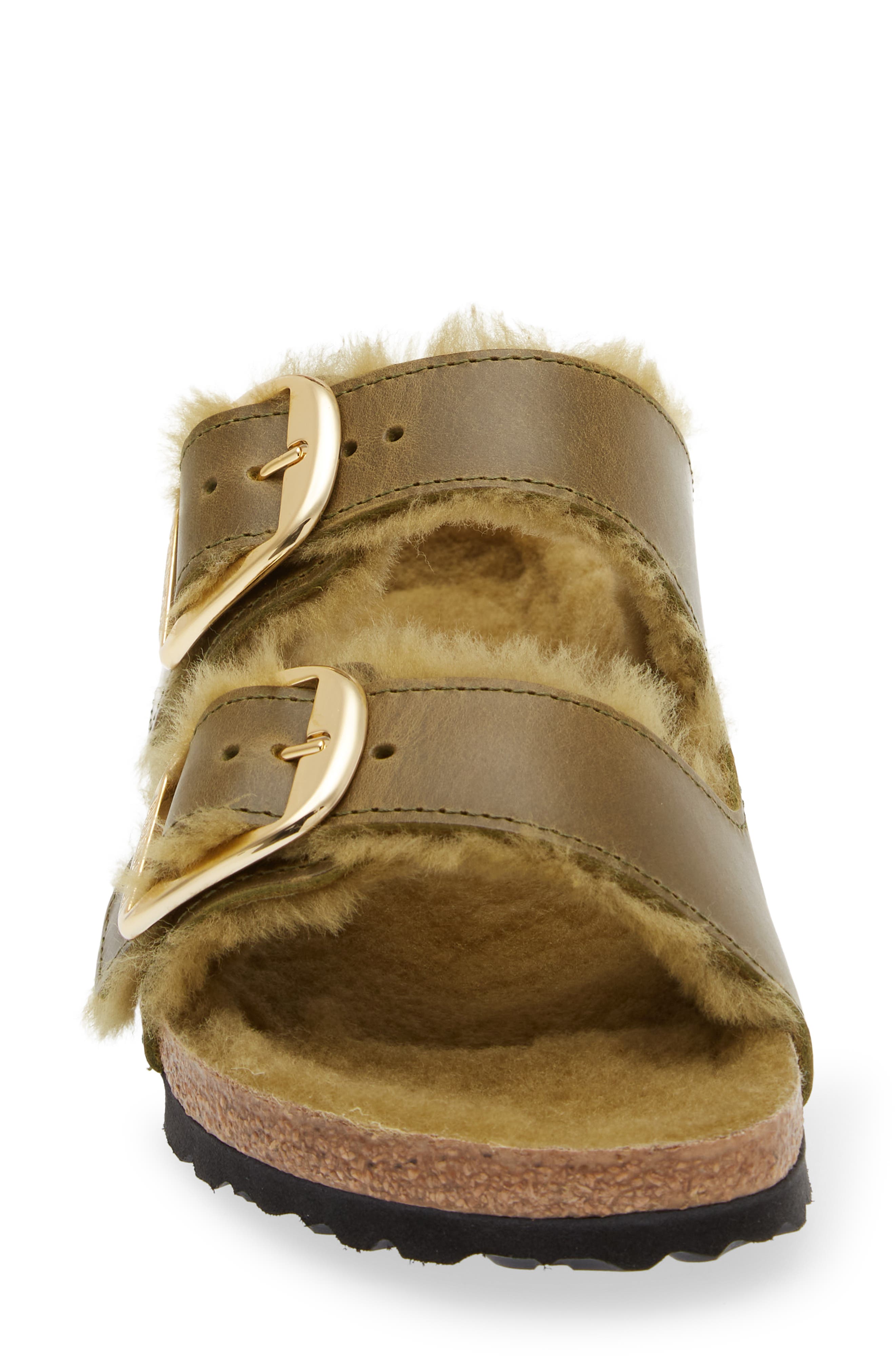 Arizona Big Buckle Genuine Shearling Lined Sandal, Alternate, color, GREEN OLIVE/ GREEN OLIVE