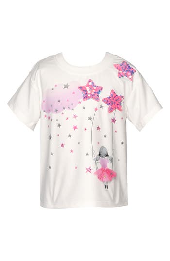 Shop Baby Sara Kids' Ballerina Graphic T-shirt In White Multi
