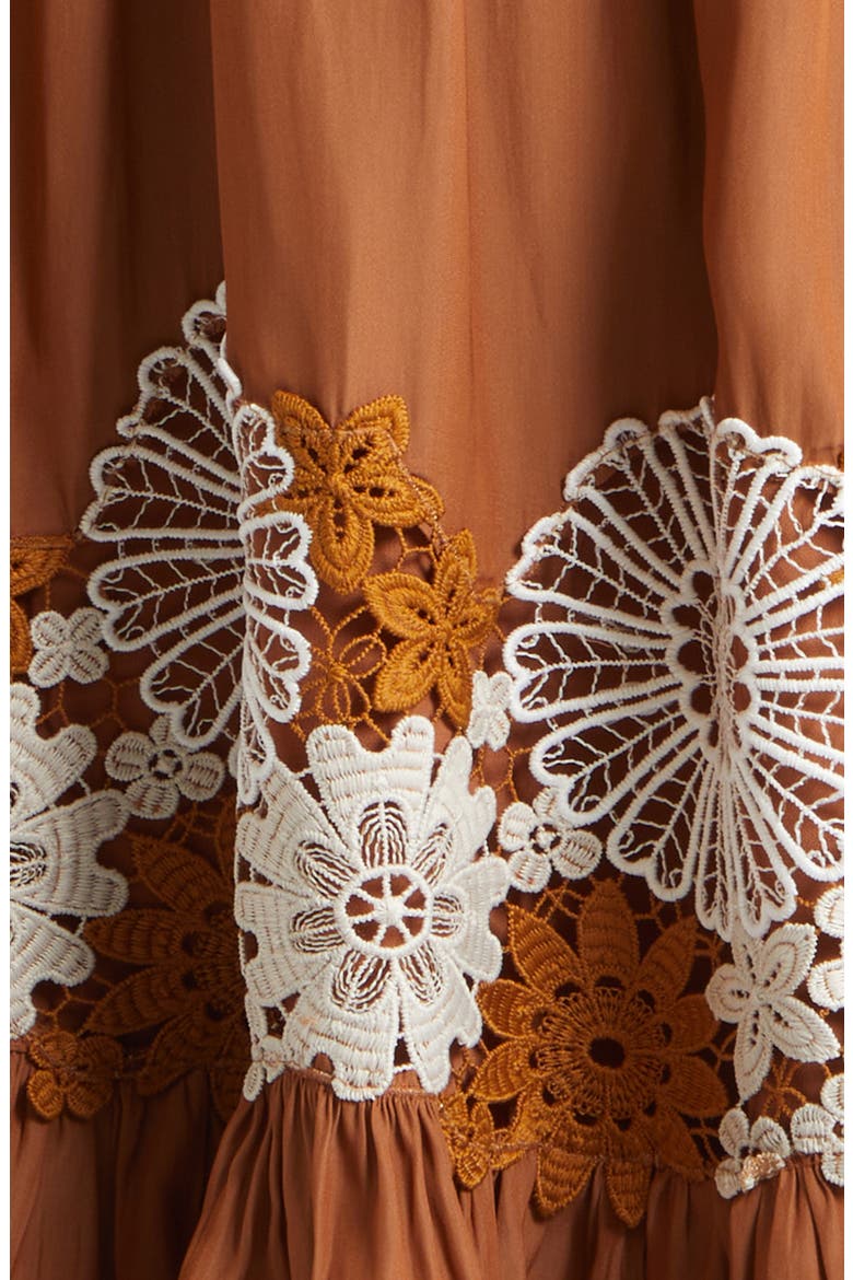 Mackenzie Floral Embroidery Detail Minidress, Alternate, color, COFFEE