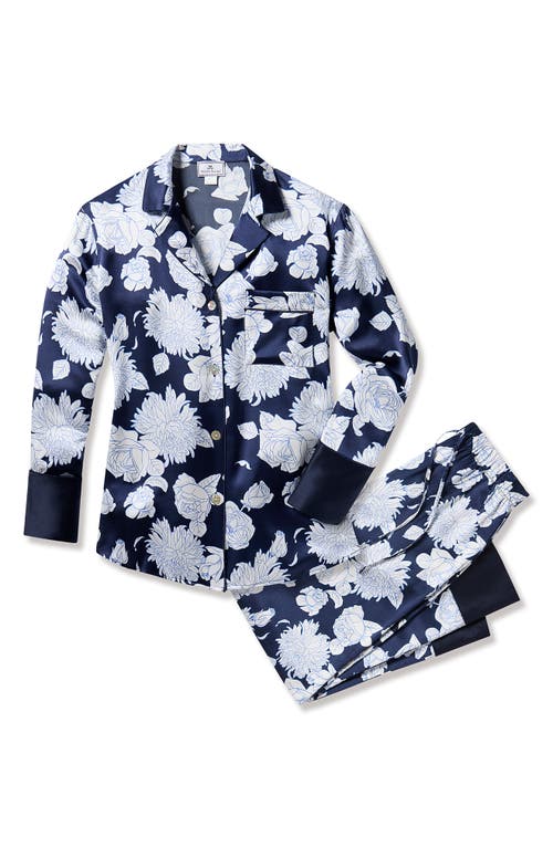 PETITE PLUME PETITE PLUME MIDNIGHT BLOOMS SILK PAJAMAS 