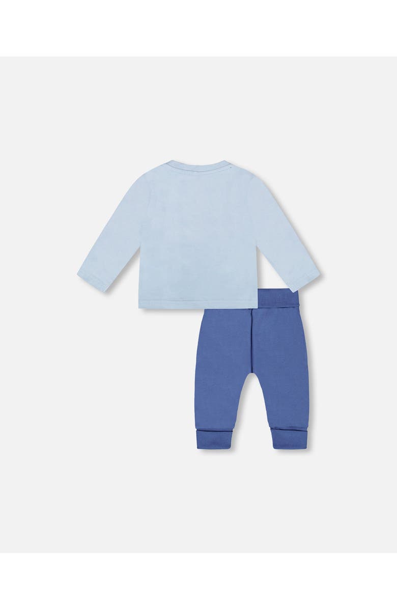 Deux par Deux Organic Cotton Jersey Two-Piece Top and Pant Set, Alternate, color, Blue