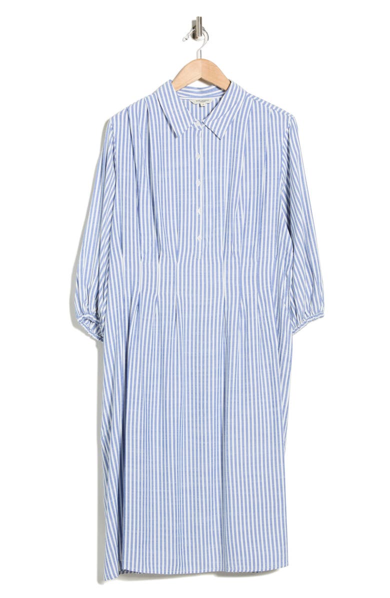 MAX STUDIO Tiered Shirtdress, Main, color, Denim/ Black Framed Stripe