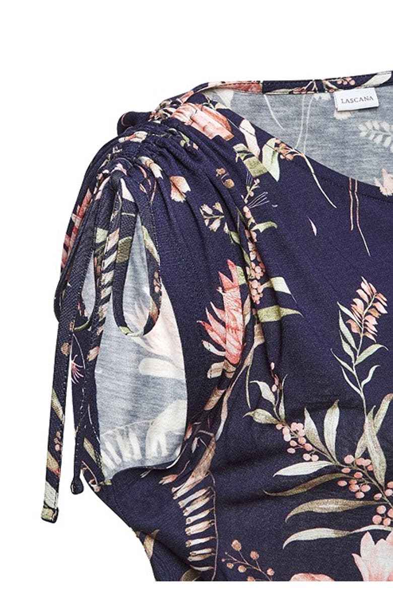 LASCANA Women's Tie Detail Dress, Alternate, color, Navy Printed