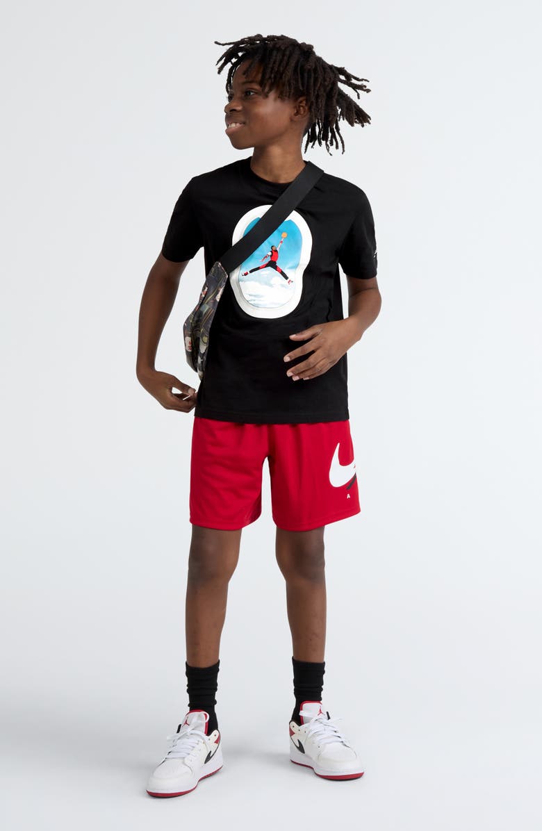 Jordan Kids' Air Jordan Plane Window Graphic Cotton Blend T-Shirt, Alternate, color, Black