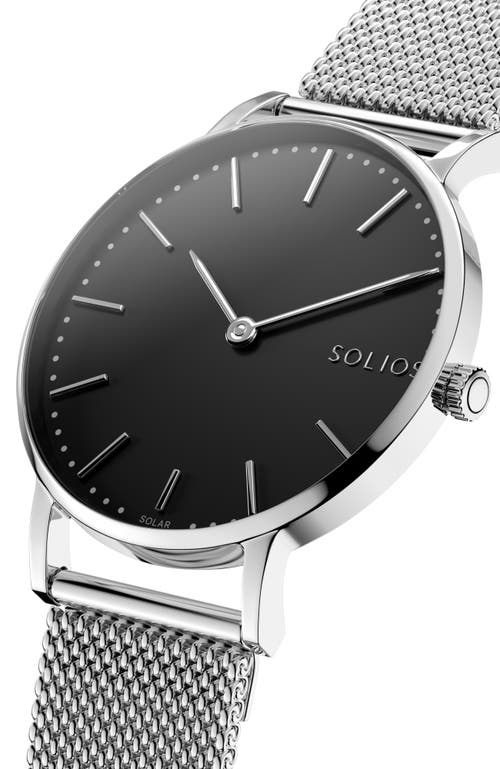 Solios Watches The Solar Classic | Black Dial In Silver Mesh Metal