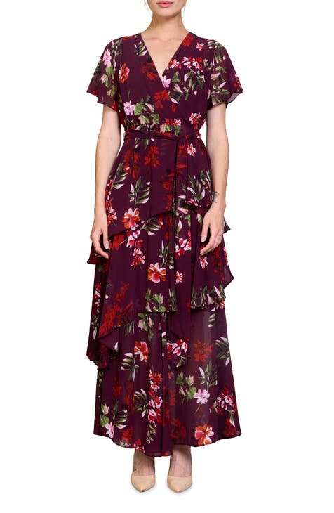 Floral Tiered Chiffon Maxi Dress