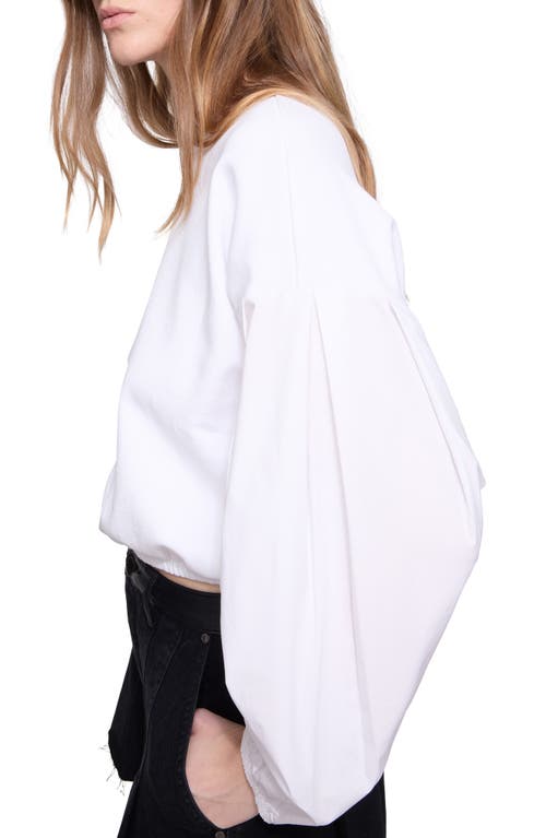 Rebecca Minkoff Julia Combo Long Sleeve Top In Bright White