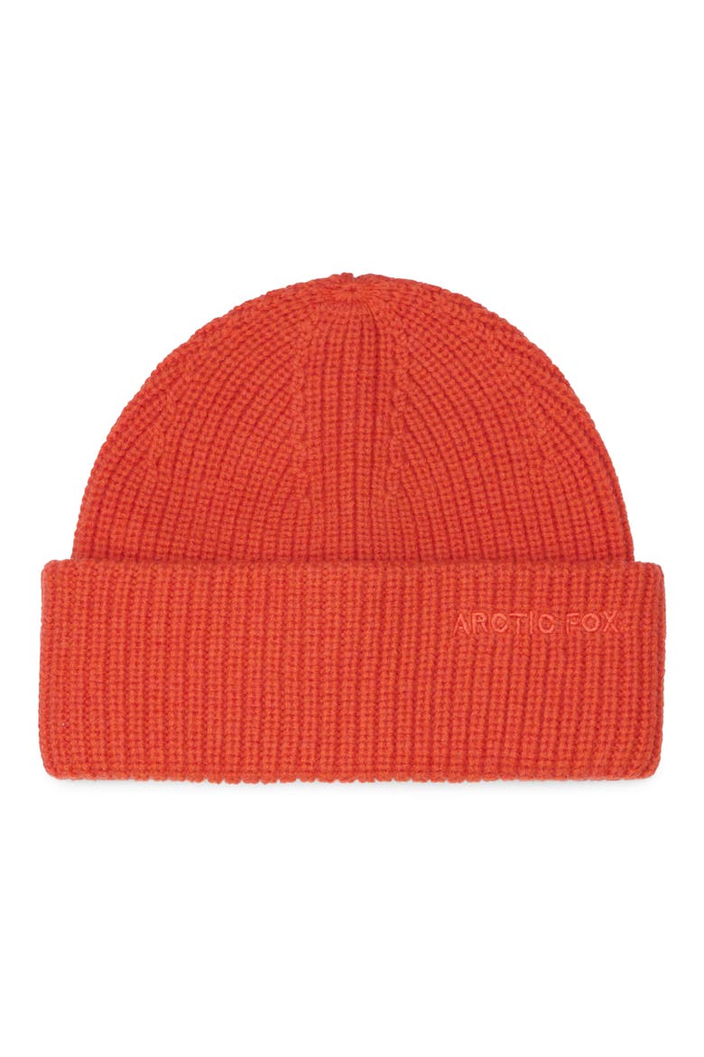 The Embroidered Merino Wool Beanie, Main, color, SUNKISSED CORAL